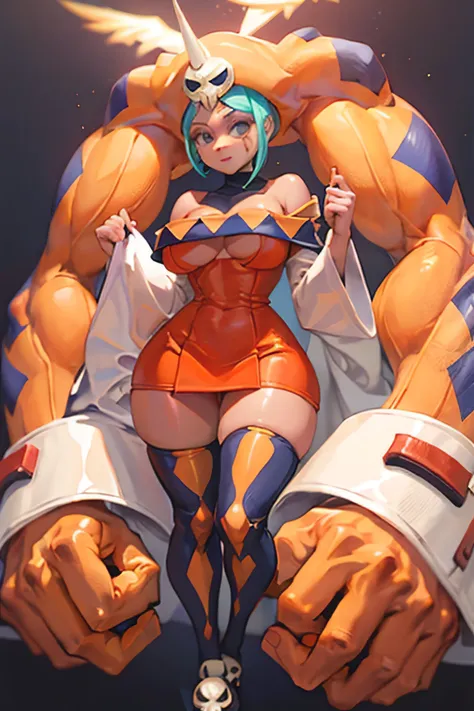 con su ropa de caracteristica , full body size, cuerpo completo y zapatos, cuerpo sexy, cuerpo detallado tetas grantes, gran figura, ultra detallado, Modelo de belleza, coqueta,  cerebella de skullgirl. 