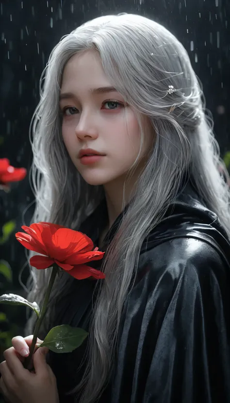 one girl,alone,one girl,alone,((beautiful fine details)), (detailed light),depth of written boundary,(gray hair),silver eyes,hai...