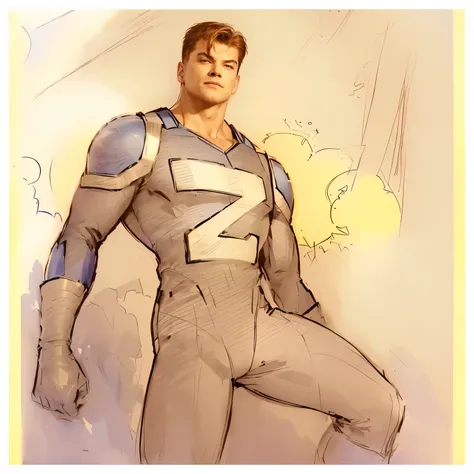 image of a man in a hero costume with a dark blue uniform and a Z on his chest in front of the sun, 90s movie character, male TV show superhero, colorful , heroic male pose. promotional art (best quality)