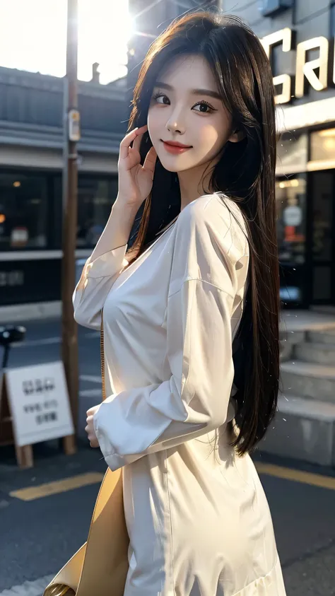 ​masterpiece、top-quality)、1 beutiful girl、Slim body、((Black and white plain clothes:1.1))、((Wearing black sunglasses )), (Detailed beautiful eyes), ((Detailed skin)) , ((Detailed beautiful hair)), Walk around the store、((Boyish Brown Medium Hair))、((Smalle...