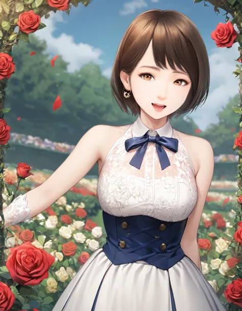 (best quality:1.2), 1girl, break, rose garden