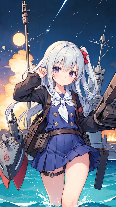 Very cute battleship girl、Weapon equipment、All bullets fired、