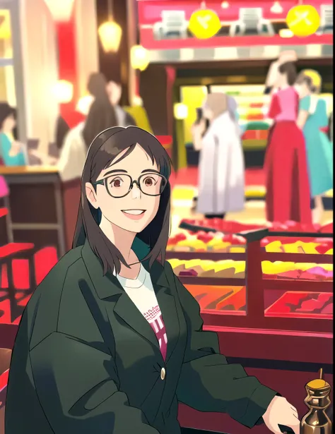 A cute girl wearing glasses