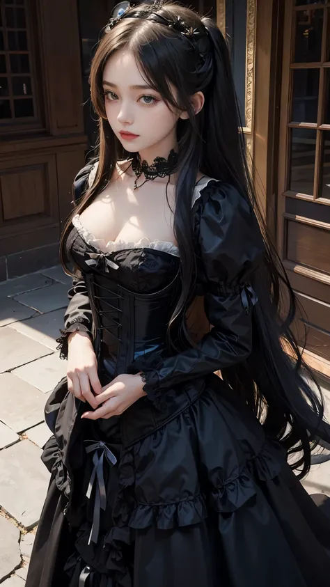 Beautiful girl, long hair,gothic,corset,