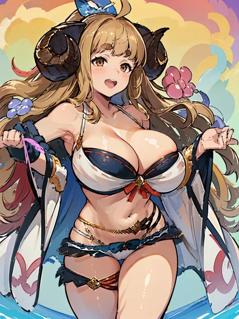 ((highest quality, 8k, masterpiece :1.3)),ultra detailed face, 1 adult female,anila,granblue fantasy,voluptuous body,large breas...