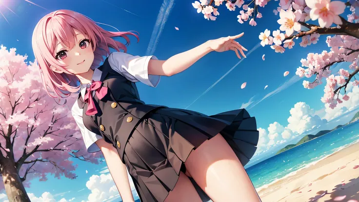 vividな色彩, Ultra-realistic shading, Very detailed, Nice views, beautiful透明感, super high quality, extend, ((Add Layer 2.7)), vivid, Super Bright Color 1.5, (high-definition CG unity 8け wallpaper: 1.3 ), beautiful,With cherry blossoms in full bloom as a backg...