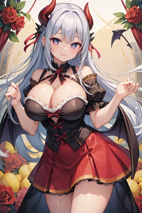 highest quality、smile、Big Breasts、Cleavage、Devil&#39;s Wings、Devil&#39;s Tail、Bunny Suit