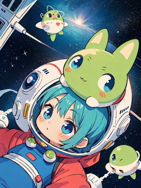 Fujio Akatsuka Style, Kawaii Design, most beautiful girl ever、Chibi, Space Travel, Cute Martian