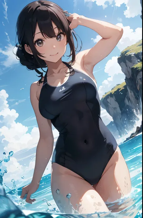 High resolution、
一人のbeautiful若い女性、
(Masterpiece 1.5),super high quality, Very detailed,Perfect drawing,NFSW、beautiful woman、beautiful, Glowing Skin、A kind smile、beautiful black hair、Braiding、(((beautiful Swimsuits)))、(((white luxury swimwear)))、。.。.。.3D、16...