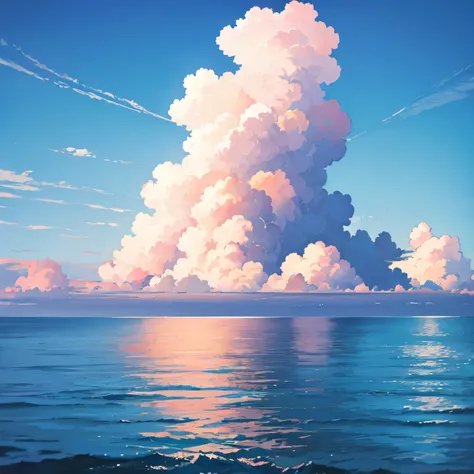 Calm landscape,clouds,blue sky,ocean