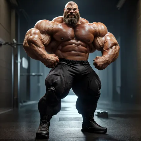 a close up of a man with a beard, muscular character, big muscle, strong and imposing, large muscles, muscular characters, massive muscles, big muscles, extreme muscles, muscular and terrifying, huge muscles, absurdly massive physique, incredibly strong an...