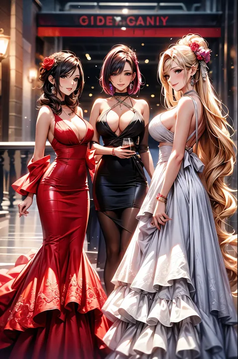  Octane Render, Girls in colorful dresses pose for a group photo, Happy birthday, Happy birthday, Happy birthday, Happy birthday!!!,