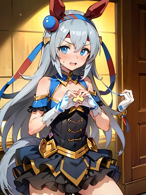 NSFW,tamamo cross (umamusume),(Perfect hands),(Perfect Anatomy),(masterpiece),(highest quality),Embarrassed,blush,Idol Dress