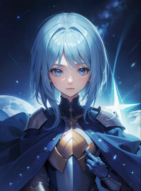 ((masterpiece, 最high quality)), Detailed face, Character design sheet， Full Body Lesbian, Full of details,, Very detailed, depth, Many parts，Beautiful Paladin Girl，Hold a shield，Very beautiful，Highly balanced, Natural starlight，Star&#39;s Blue Hair,Hentai ...