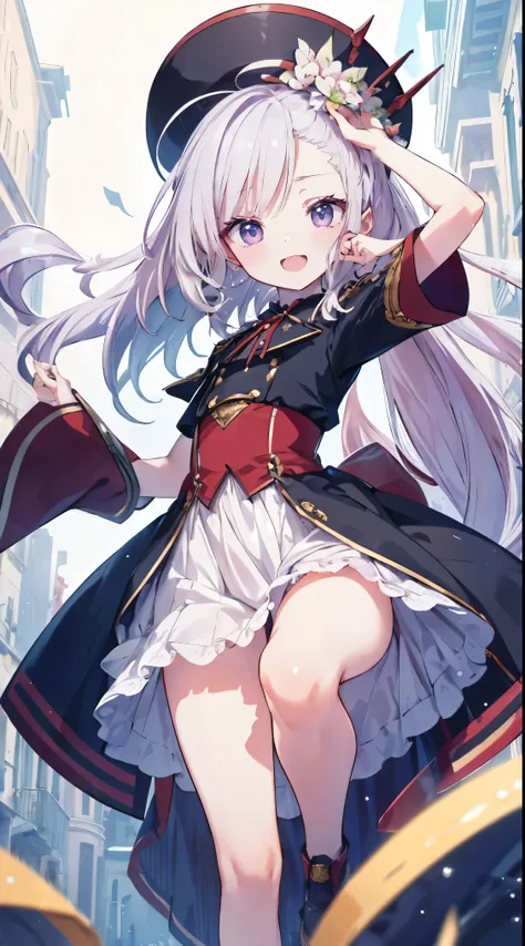Masterpiece、Highest quality、highest quality、((((Petite))))、(Open Mouth Smile)、Shiny hair quality、Small face、Dynamic pose、Super detailed, beautiful, wide eyes、Ultra-detailed, clear and beautiful faces、(cute illustration:1.2), High-resolution, ultra-detailed...