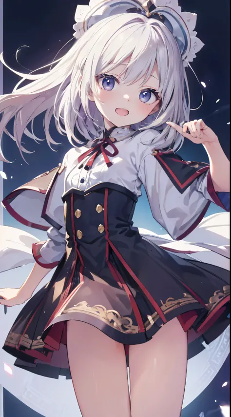 Masterpiece、Highest quality、highest quality、((((Petite))))、(Open Mouth Smile)、Shiny hair quality、Small face、Dynamic pose、Super detailed, beautiful, wide eyes、Ultra-detailed, clear and beautiful faces、(cute illustration:1.2), High-resolution, ultra-detailed...