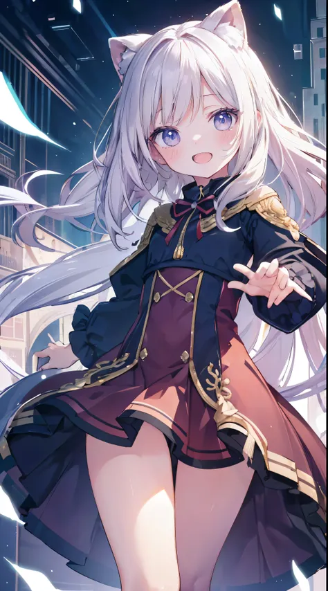 Masterpiece、Highest quality、highest quality、((((Petite))))、(Open Mouth Smile)、Shiny hair quality、Small face、Dynamic pose、Super detailed, beautiful, wide eyes、Ultra-detailed, clear and beautiful faces、(cute illustration:1.2), High-resolution, ultra-detailed...
