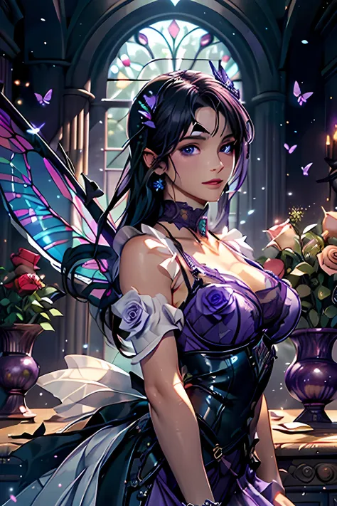 high details, best quality, 16k, RAW, [best detailed], masterpiece, best quality, (extremely detailed), GlowingRunes_paleblue, full body, ultra wide shot, photorealistic, fantasy art, RPG art, D&D art, a picture of a fairy selling flowers in a florist shop...