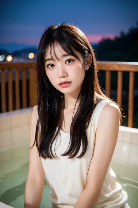 Artistic nudes、(night:1.7), East Asian architecture, 1 Female,sit on tatami, Brunette color hair，（Hair between the eyes）, Lip valve,  (16 years old:1.3),(beautiful shiny straight short long:1.3),beautiful fingers,beautiful long legs,Beauty Body，Cute Nose，b...