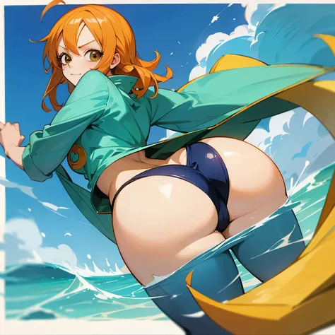 Nami from one piece with a cute face and big ass