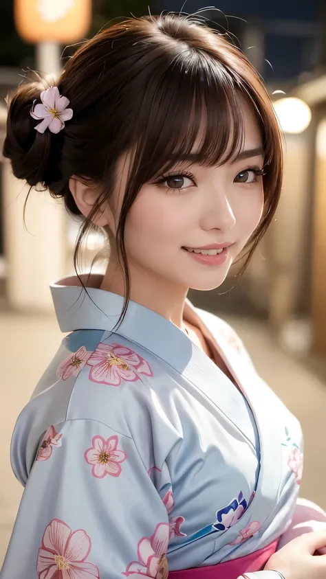 Realistic, masterpiece, highest quality, Highest resolution, One Japanese woman, Happy smile, Detailed and beautiful eyes, Iris, Sparkling eyes, Thin eyebrows, Gives your eyelashes a delicate finish, False eyelashes, Natural Makeup, (horizontal french twis...