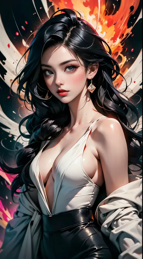 masterpiece, best quality, ultra high res, beautiful, elegant, graceful, award-winning art, 1girl , portrait, half-naked, (style...