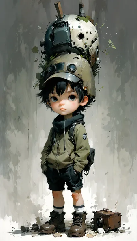 Ashley Wood (Ashley Wood) style of，1 boy,Character Conception，