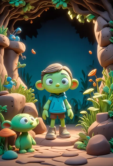 cinematiccomposition and dramatic lighting,Clay animation style,Claymation Animation,stop-motion animation,3D cartoon characters,Clay