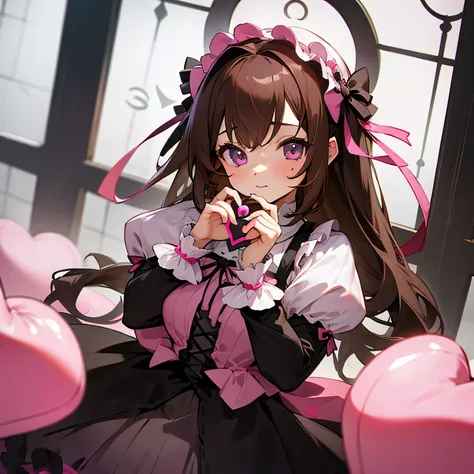 girl、Brown Hair、Gothic Lolita、pink、Heart Shape