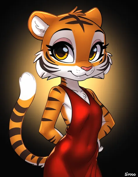 master tigress,round pupils,2d, slender, woman, young, small tail: 1.1, beautiful eyes, perfect anatomy, furry, detailed furry, ...