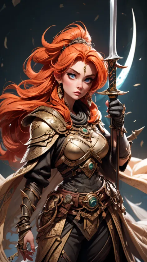 (best quality,4k,8k,highres,masterpiece:1.2),ultra-detailed, 1woman, irish goddess brigid, auburn hair, iron armor over druid ro...