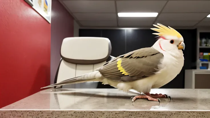 cockatiel is at the vet