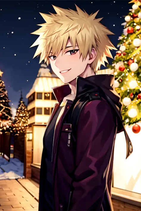 Katsuki Bakugo, sfw, Weihnachtsstimmung, smile, Girlanden, Masculine