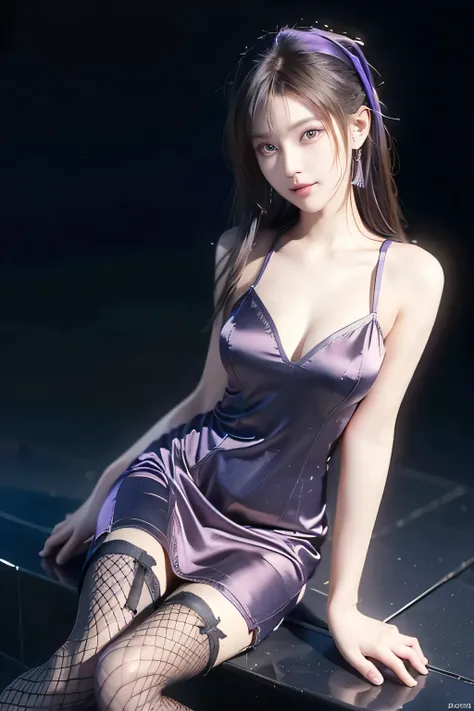 An innocent 20-year-old girl, (Satin Pencil Dress with Fishnet Stockings:1.5), (high heels), (Dramatic Pose),smile, (High Ponytail),natural Park、RAW Photos, (8k, highest quality, masterpiece:1.2), (Intricate details:1.4)、(Photorealistic:1.4), Octane Render...