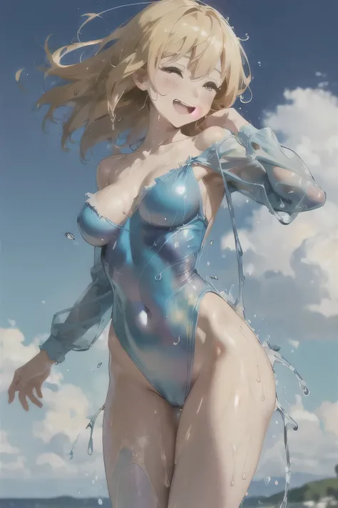 little girl,Big Breasts，Happy, Sundress, abundant，Gradient, extreme，color, Extreme，detail, Clear light perception, butt, (many, Impressionism, painting), Anime Characters,Fluid between thighs,flowing liquid,Disheveled,Clothing that fits snugly,broken，Chest...