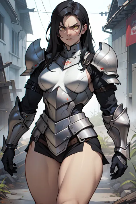 (((muscular))), (thick thighs, small breasts, toned body, 1 girl), black hair, pale skin, yellow eyes, angry, very long hair armor armor armor armor armor armor armor armor armor armor armor armor armor armor armor armor armor armor armor armor armor armor...