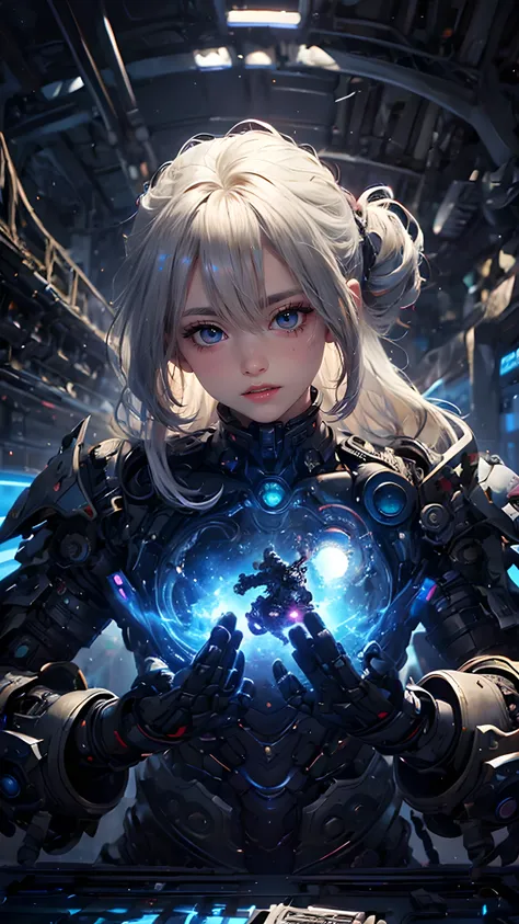 cg mecha, beautiful eyes, ((two people))、upper body, （mechanical armor）、40ｍｍshot with lens, portrait,jet suit、flying in the sky、...