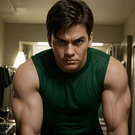 Create an image of Ben 10 in 20 years and very muscular