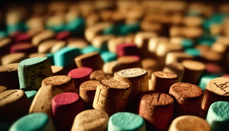 colorful wine corks, multicolor