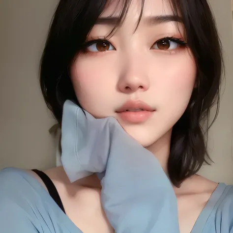 tem uma mulher com camisa azul e gravata borboleta, Jaeyeon Nam, young lovely korean face, linda mulher sul-coreana, heonhwa choe, Jinyoung Shin, garota cara fofa, Ulzzang, lindo rosto delicado, com cara fofa - linda, linda jovem coreana, adorable and pale...