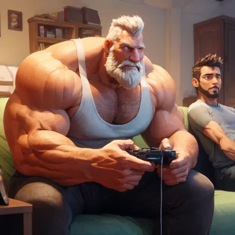 huge muscular, old man