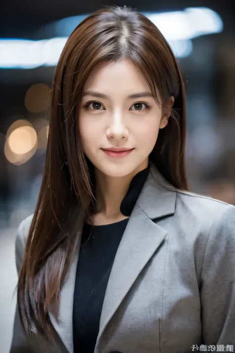 (Very detailed CG Unity 8K 壁紙,Tabletop, highest quality, Very detailed), Gray background, A 34-year-old woman living in Japan, Attractive adult woman, (length:1.2), intellectual facial expressions, Shining Eyes, Slim figure, Passionate attitude, Sophistica...