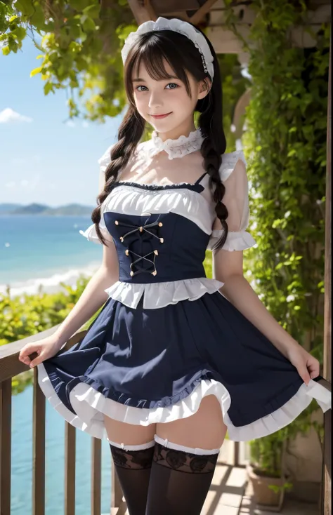 ((masterpiece)), ((highest quality、Ultra high definition)), (Very detailed),8K、Photo quality、((Amazingly cute girl)), 16-year-old girl, Two people, , (Beautiful emerald blue eyes), ((smile)),In the open-air bath overlooking the sea, Beautifully arranged bl...