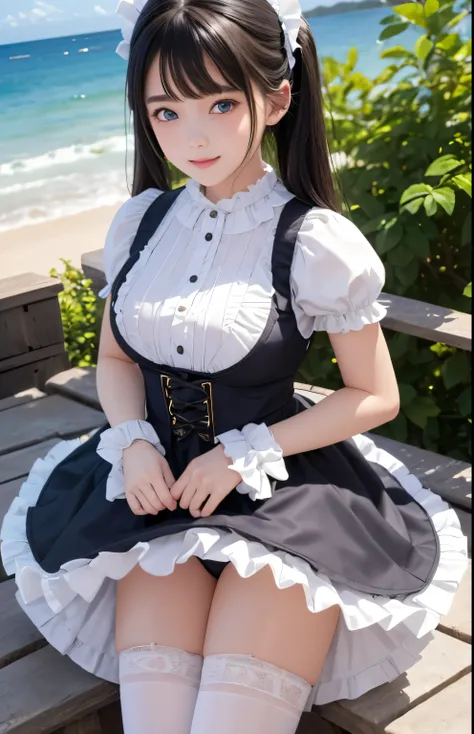 ((masterpiece)), ((highest quality、Ultra high definition)), (Very detailed),8K、Photo quality、((Amazingly cute girl)), 16-year-old girl, Two people, , (Beautiful emerald blue eyes), ((smile)),In the open-air bath overlooking the sea, Beautifully arranged bl...