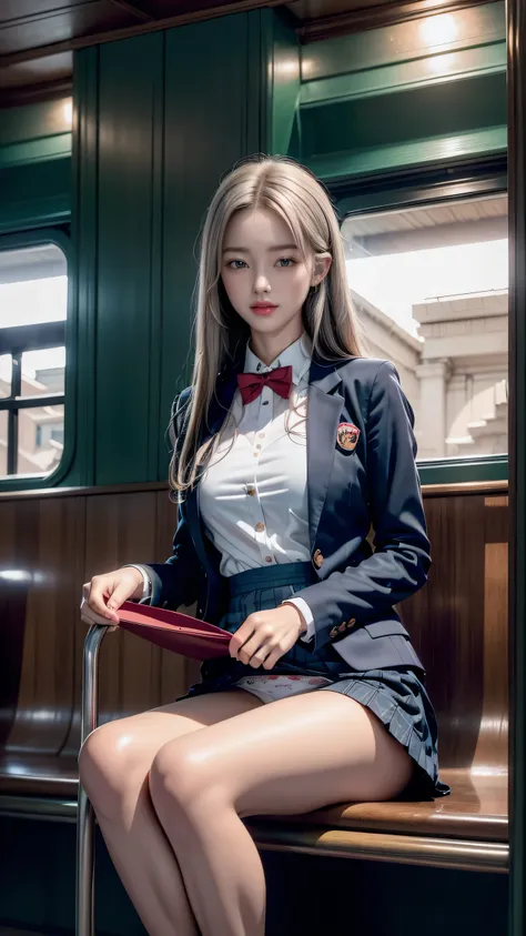 ((Girl lying on a train seat)),Top quality work，actual work，Ultra Premium Graphics，8K HD CG works，High quality graphics，High-definition CG works，10x pixels，Extremely fine detail：1.1，Advanced Technical Details：1.1 Photorealistic，Indoor lighting effects：1.5，...