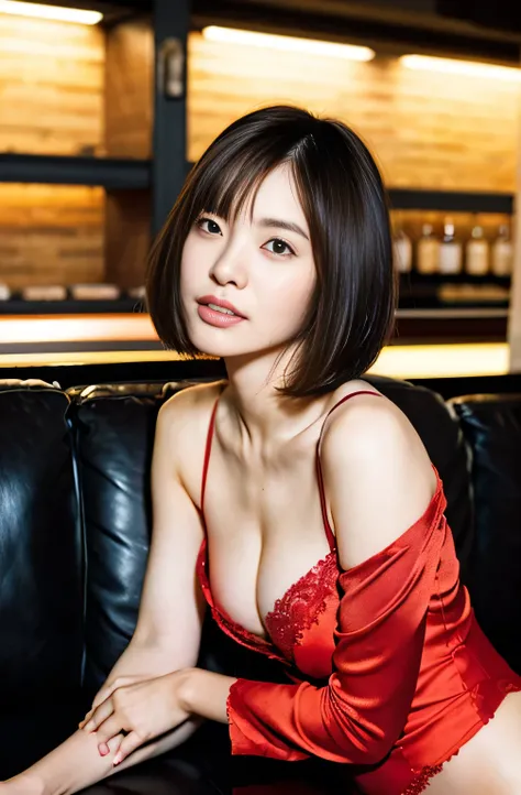 (one piece, Floral, Red satin fabric:1.4),
((highest quality, 8k, masterpiece: 1.3)), Perfect body beauty: 1.4, (Breast A cup:1.2), Small breasts, Round shaped breasts, Perfectly shaped breasts, Highly detailed face, Beautiful woman, (Dark brown shortcuts)...