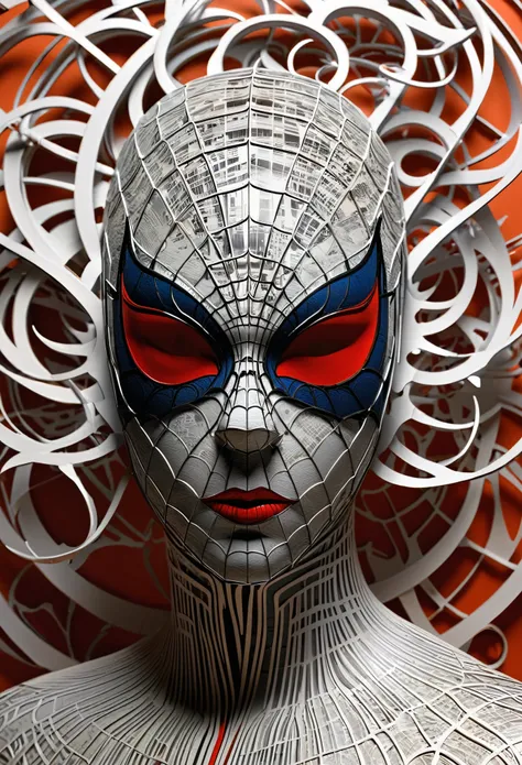  arafed image of a Zeitung with a spidermanpaper cut out of a head, 3D portrait, komplizierte 3-D-Illustration, Zeitung illustration, detaillierter Kopf, 3D-Illustration, Zeitung photography, von Matt Stewart, auf Papier gedruckt, Zeitung, Detaillierte dig...