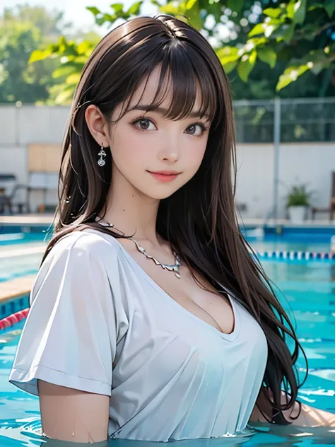 ((((highest quality))))、(((Ultra-precision CG16K wallpaper)))、(((masterpiece)))、(((Super detailed)))、(((Extreme detail)))、((１Mature 29 year old woman:1.6))、((Very beautiful Japanese faces))、((Yua Mikami:1.5))、((Straight semi-long hair、blunt bangs:1.5))、(Sh...