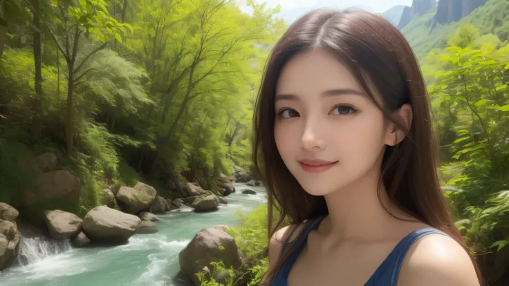 (1girl), kawaii, (smile:1.2), (Best Quality:1.4), Realistic, extremely detailed CG unified 8k wallpaper, highly detailed, High-definition raw color photos, professional photography, Realistic portrait, Beautiful detailed, Outdoors, Spreading green nature, ...