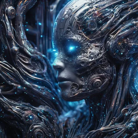 computer desktop background neural network theme, artificial intelligence, space, galaxy,  K.R. Giger & Beksinski, High detail, Vivid cinematic drawings of characters, Ultra-high quality model, Macro photography by Miki Asai, Close-up.up, Excessive detail,...